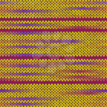 Style Seamless Knitted Melange Pattern. Yellow Violet Red Color Vector Illustration