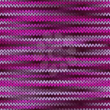 Style Seamless Knitted Melange Pattern. Pink Magenta Violet White Color Vector Illustration