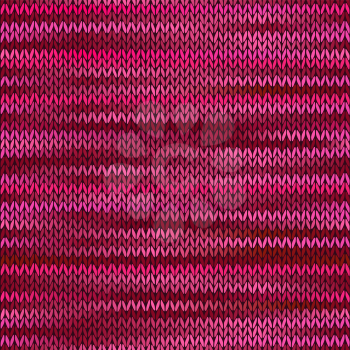Style Seamless Knitted Melange Pattern. Pink Magenta Color Vector Illustration