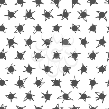 Seamless Black and White Pattern. Polka Dot Texture. Stylish Doodle Stars Print