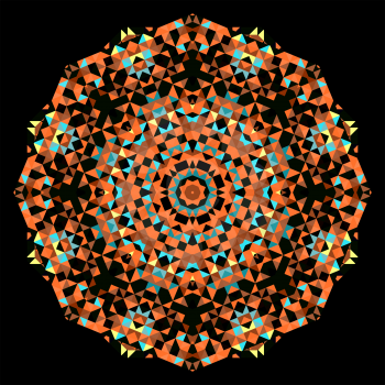Abstract Flower. Creative Colorful style vector wheel. Orange Green Black Dominant Color