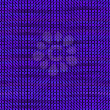 Style Seamless Knitted Melange Pattern. Blue Violet Color Vector Illustration