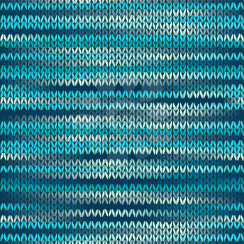 Style Seamless Knitted Melange Pattern. Blue Black White Color Vector Illustration