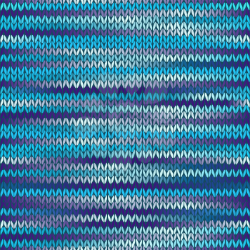 Style Seamless Knitted Melange Pattern. Blue Violet White Color Vector Illustration