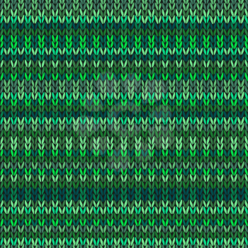 Vector Needlework Background, Green Ornamental Knitted Pattern