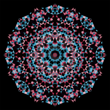 Abstract Flower. Creative Colorful style vector wheel. Red Pink Blue Black Dominant Color