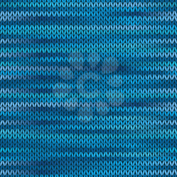 Style Seamless Knitted Melange Pattern. Blue Black Color Vector Illustration