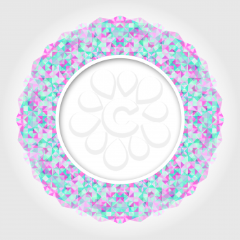 Abstract White Round Frame with Light Color Digital Border