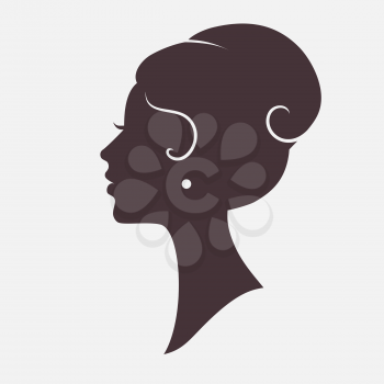 Girl Face Silhouette with Stylish Hairstyle