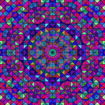 Abstract Colorful Digital Decorative Flower. Geometric Contrast Line Star and Blue Pink Green Color Artistic Backdrop