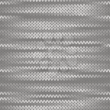 Style Seamless Knitted Melange Pattern. White Grey Color Vector Illustration