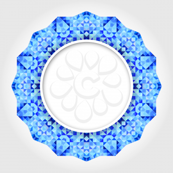 Abstract White Round Frame with Blue Digital Border
