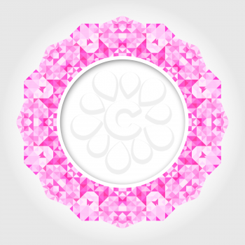 Abstract White Round Frame with Pink Digital Border