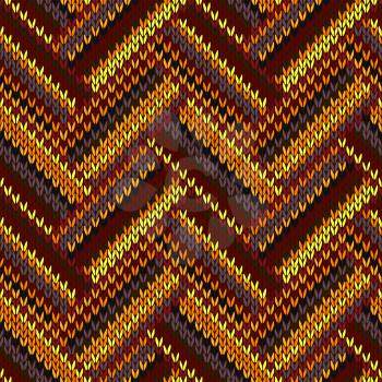 Seamless Knitted Pattern. Yellow Orange Red Brown Grey Black Color Swatch 