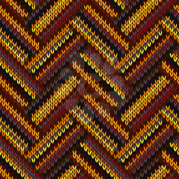 Seamless Knitted Pattern. Yellow Orange Red Brown Grey Black Color Swatch 