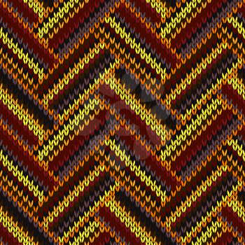 Vector Seamless Pattern. Knitted Yellow Orange Red Brown Grey Black Color Swatch 