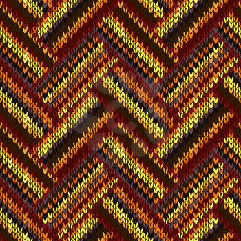 Vector Seamless Pattern. Knitted Yellow Orange Red Brown Grey Black Color Swatch 