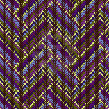 Seamless Knitted Pattern. Blue Violet Green Color Swatch