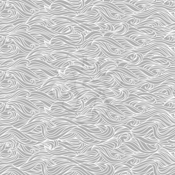 Abstract Wavy Light Grey and White Seamless Texture 