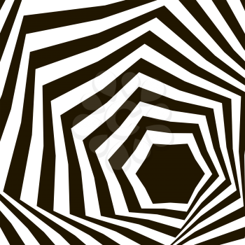 Black and white optical illusion. Op art vector background with frame. Abstract lines distortion effect. Geometric Vector Pattern