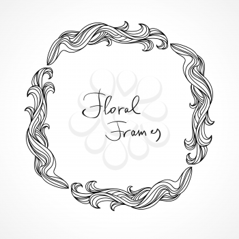 Floral frame with hand-drawn natural graphic elements