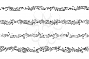 Seamless abstract floral hand-drawn pattern. Set of four vector tracery