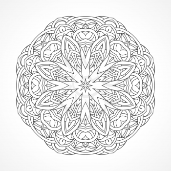 Mandala. Ethnic decorative elements Indian, Islam, arabic motifs. Round ornament with hand drawn vector pattern. Isolated on white lace napkin