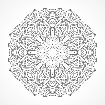 Mandala. Ethnic decorative elements Indian, Islam, arabic motifs. Round ornament with hand drawn vector pattern. Isolated on white delicate lace napkin