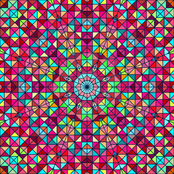 Abstract Colorful Digital Decorative Flower. Geometric Contrast Line Star and Blue Pink Red Cyan Color Artistic Backdrop
