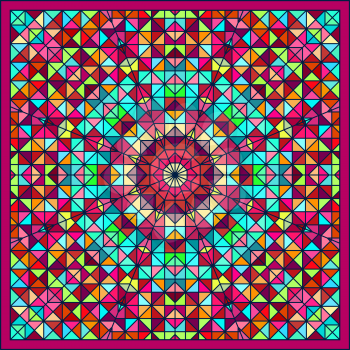 Abstract Colorful Digital Decorative Flower. Geometric Contrast Line Star and Blue Pink Red Cyan Color Artistic Star Backdrop