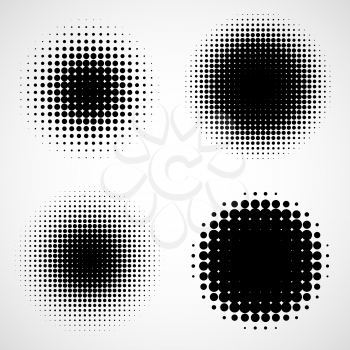 Abstract Halftone Backgrounds. Vector Set of Isolated Modern Design Element. Black and White Texture