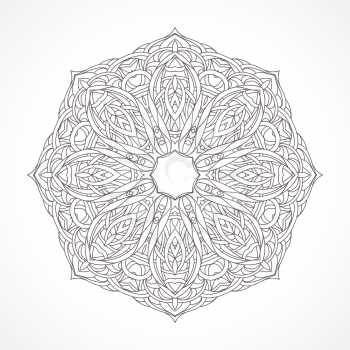 Mandala. Ethnic decorative elements Indian, Islam, arabic motifs. Round ornament with hand drawn vector pattern. Isolated on white delicate lace napkin