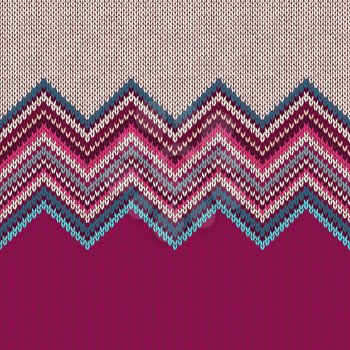Seamless knitted pattern. Style blue beige red vinous ethnic geometric background