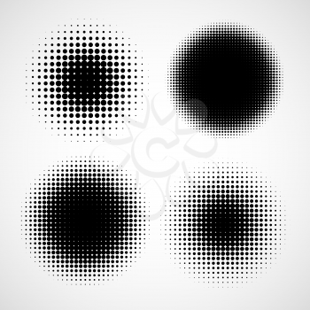Abstract Halftone Backgrounds. Vector Set of Isolated Modern Design Element. Black and White Texture