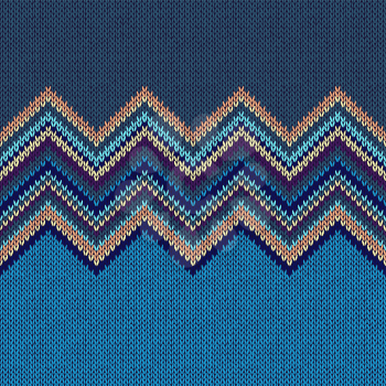 Seamless Ethnic Geometric Knitted Pattern. Beige Orange Grey Blue Horizontal Seamless Background