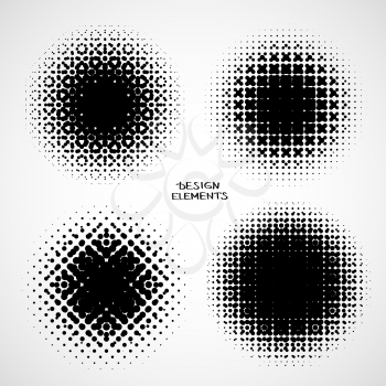 Halftone Backgrounds. Vector Set of Isolated Halftone Modern Design Element. Simple Abstract Black and white raster dots