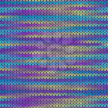 Seamless Knitted Melange Pattern. Blue Yellow Pink Color Vector Illustration