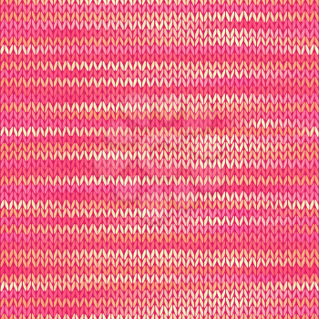 Seamless Knitted Melange Pattern. Pink Yellow Color Vector Illustration