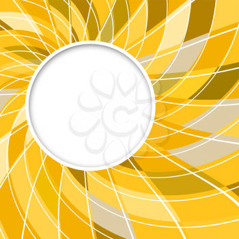 Abstract white round shape with digital yellow and gray pattern. Vector background