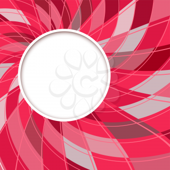 Abstract white round shape with digital red and gray pattern. Vector background