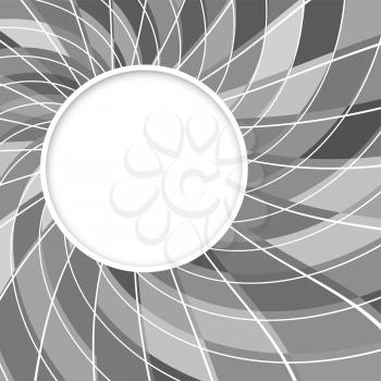 Abstract white round shape with digital grey pattern. Vector background