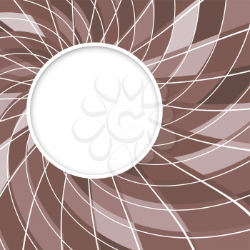 Abstract white round shape with digital brown pattern. Vector background