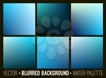 Abstract blue background. Set. Blurred template. Water ocean color