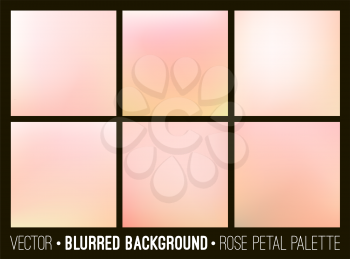 Pink abstract blurred background set. Rose petal palette. Smooth design elements collection wedding concept