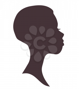 Woman face silhouette. Young african girl with short hair and modern hairstyle