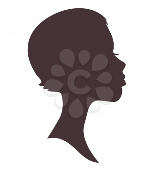 Girl face silhouette. Pretty african woman with short hair and modern hairstyle.