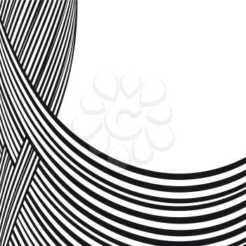 Abstract background. Black and white curve lines with frame for message