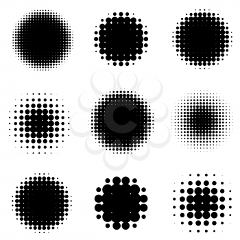 Abstract Halftone Backgrounds. Vector Set of Isolated Modern Design Element