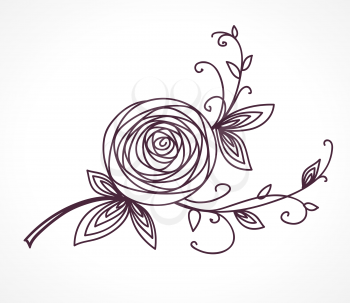 Rose flower. Decorative floral elegant design element