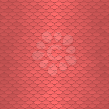 Seamless scale pattern. Abstract roof tiles background. Red squama texture.